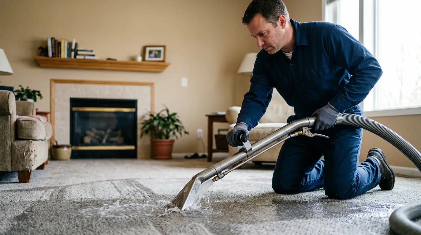 Water damage restoration technician working near Dodge, WI